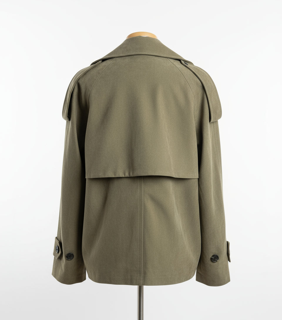 abrigo corto khaki oversize treintaytantos mood moda oviedo
