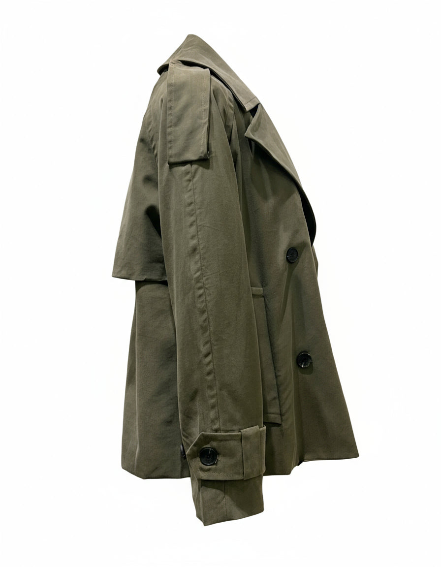 abrigo khaki solapas amplias treintaytantos mood showroom prenda urbana sofisticada