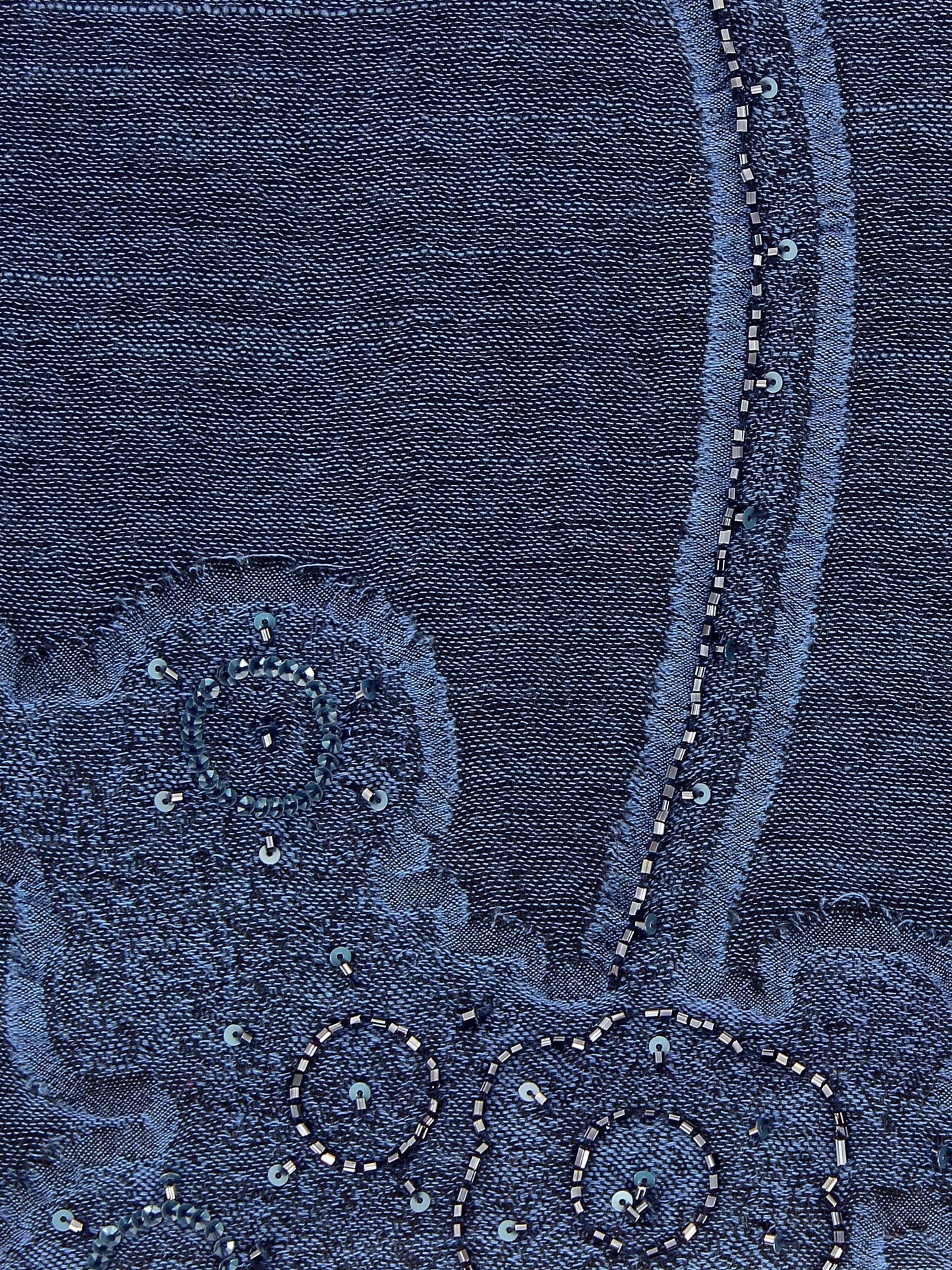 FOULARD FATEHPUR - 100% LANA AZUL NOCHE