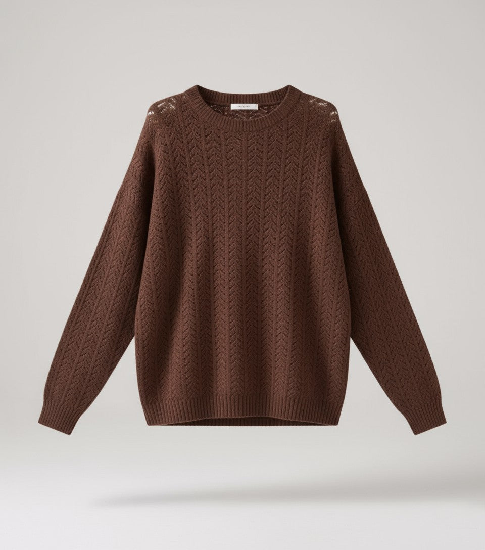 jersey calado punto marron treintaytantos mood moda oviedo