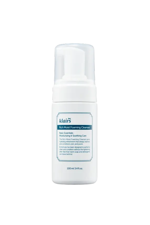 klairs rich moist foaming cleanser limpiador facial espumoso hidratante piel sensible