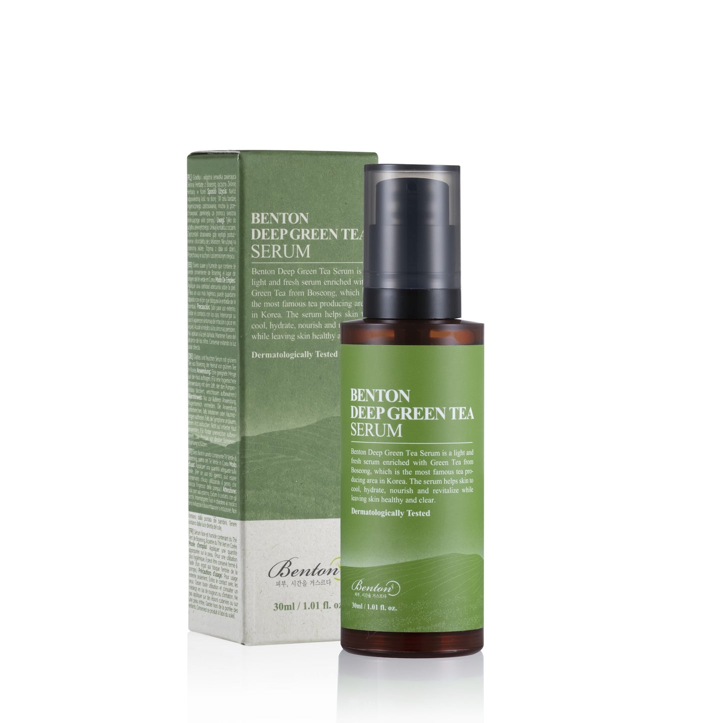 serum facial benton deep green tea envase y caja hidratante