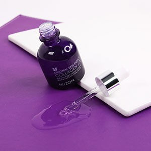 mizon collagen 100 serum antiedad reafirmante presentacion fondo morado