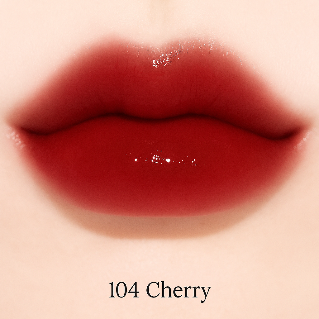 labios con labial laka fruity glam tint tono 104 cherry rojo cereza