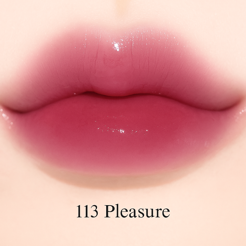 labios con labial laka fruity glam tint tono 113 pleasure fucsia rosado