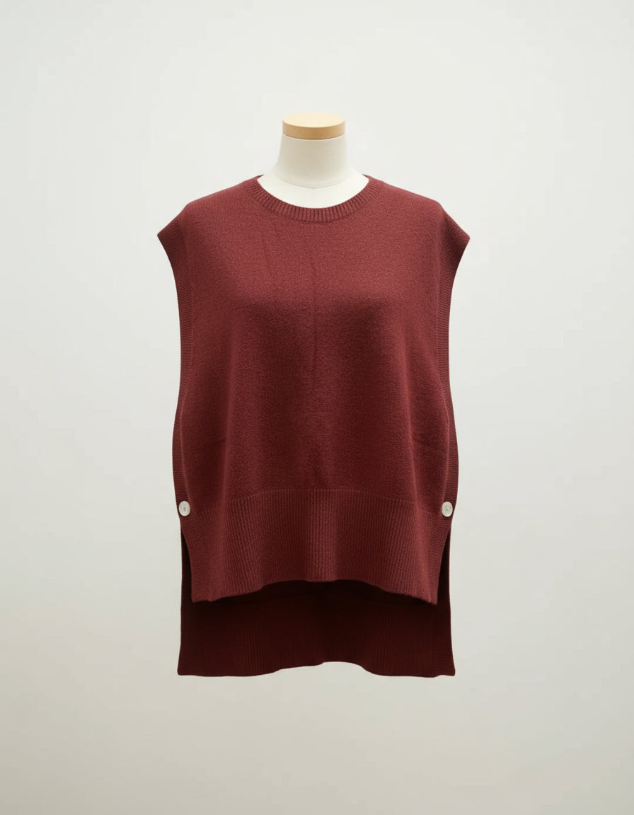 chaleco punto marsala cuello redondo treintaytantos mood moda otoño showroom oviedo