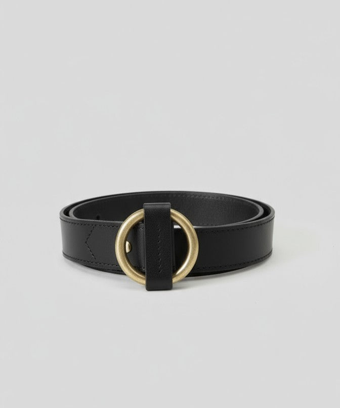 cinturon piel negro hebilla metalica treintaytantos mood showroom accesorio atemporal