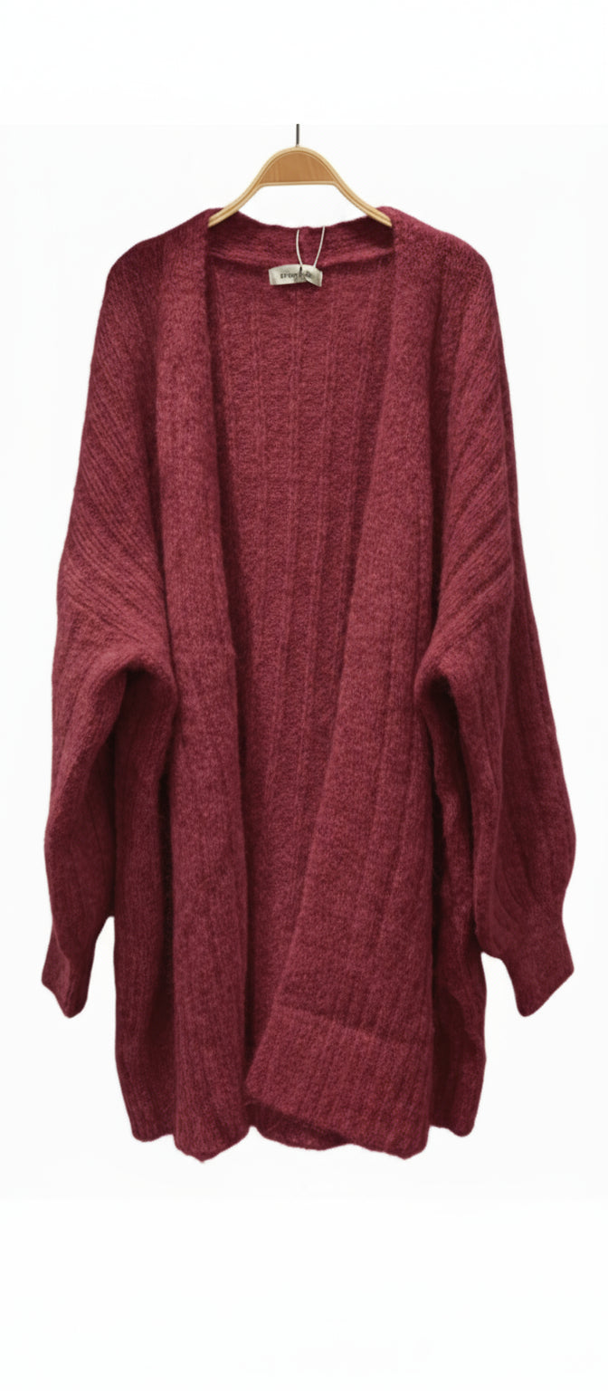 chaqueta punto grueso burdeos treintaytantos mood showroom prenda versatil invierno