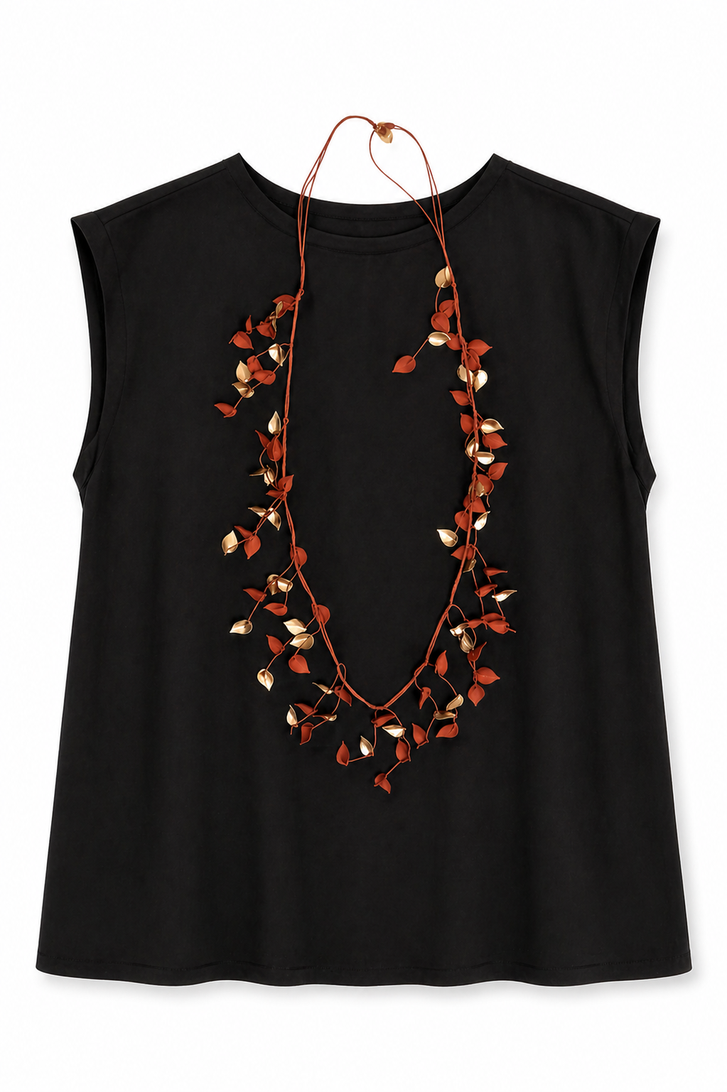 COLLAR LARGO DORADO HOJAS DE RESINA - SAVIA