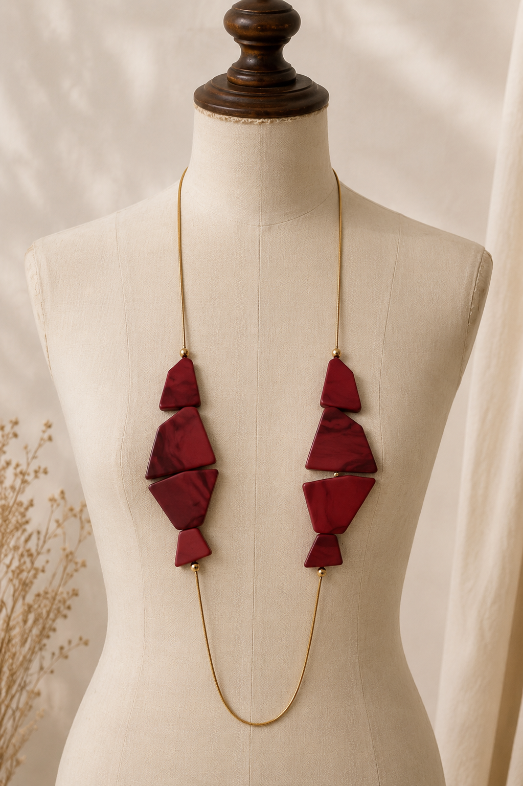 COLLAR LARGO BURDEOS EFECTO MÁRMOL – GARNET