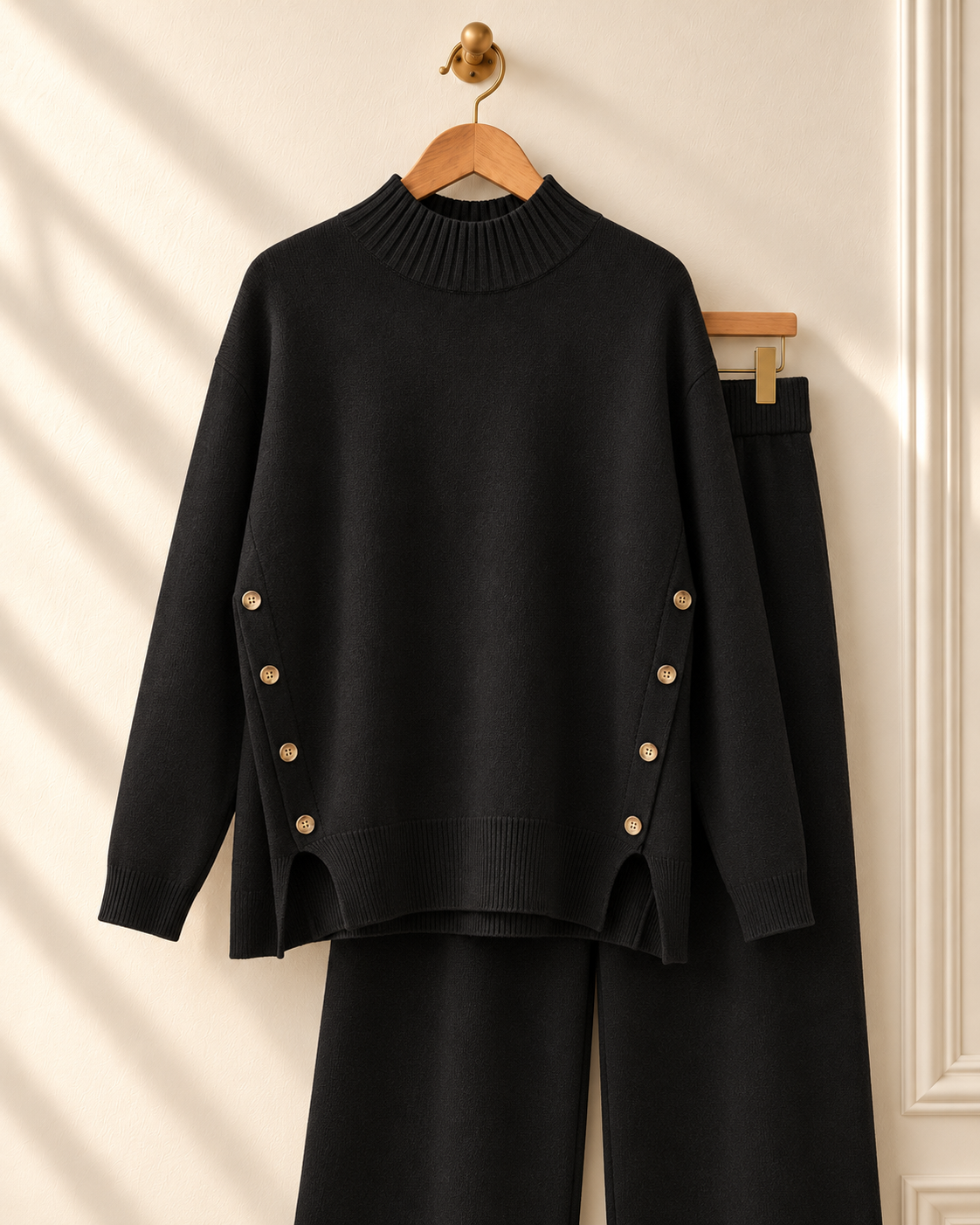 Conjunto de punto negro Comillas y Cudillero LYLU en perchas