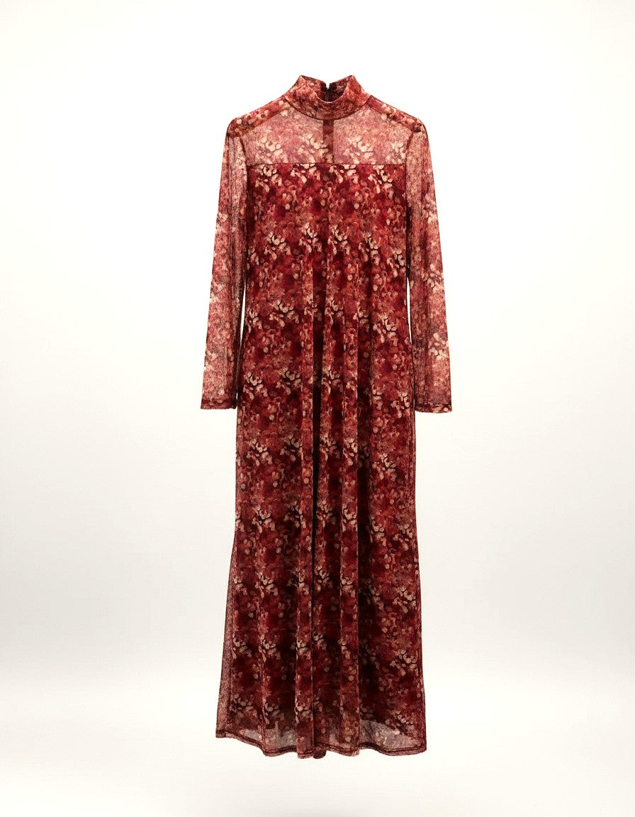 vestido largo tul estampado floral treintaytantos mood moda elegante oviedo