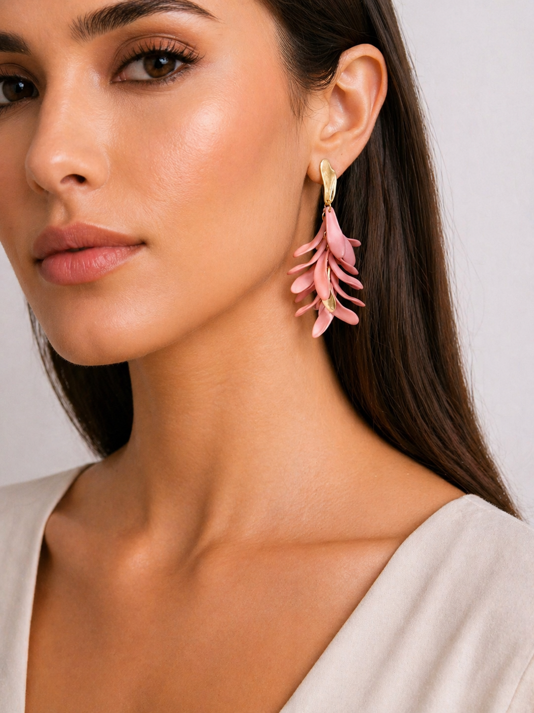 PENDIENTES LARGOS RACIMO PÉTALOS RESINA PETALIS