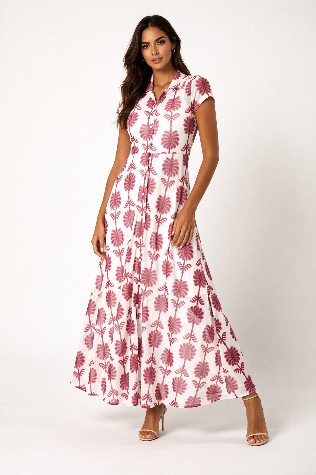VESTIDO VEE CAMISERO LARGO TUL ESTAMPADO - LYLU