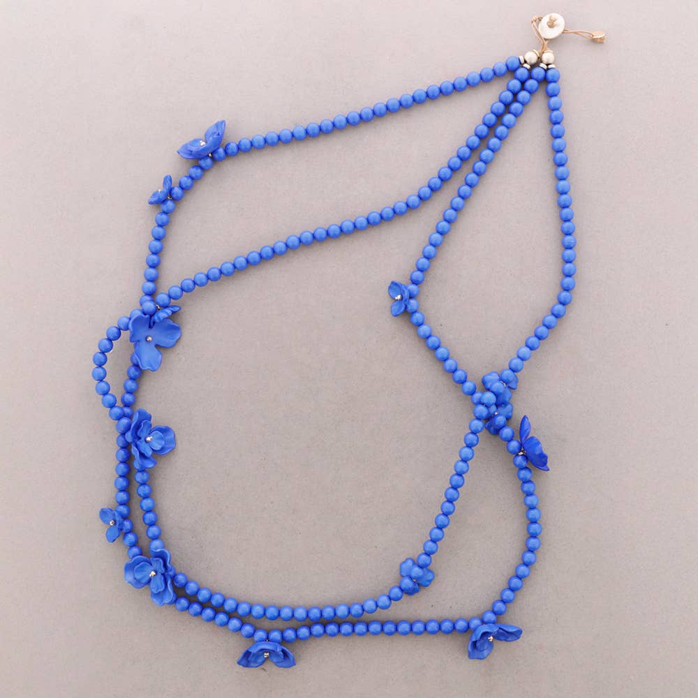 COLLAR LARGO DOBLE BOLAS RESINA FLORES - ARLEN