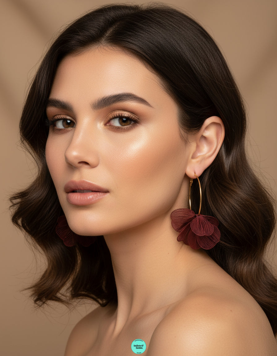 PENDIENTES ARO FLOR BURGUNDY