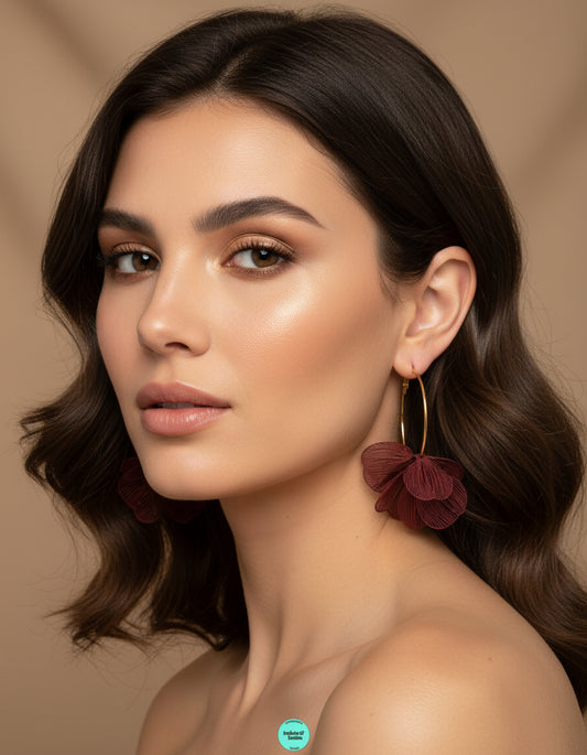 PENDIENTES ARO FLOR BURGUNDY