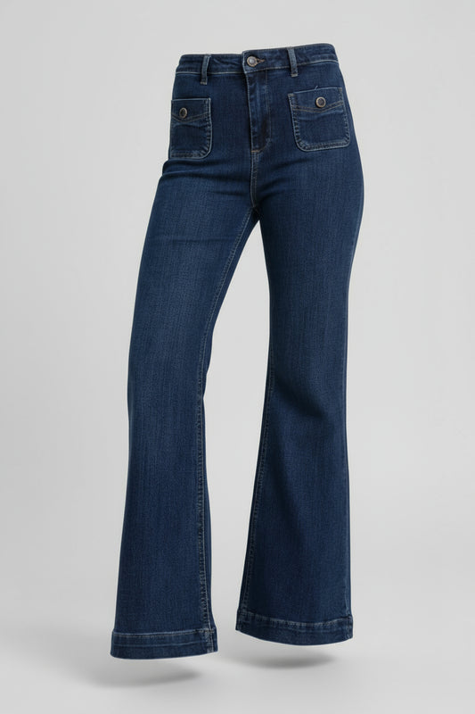 pantalon vaquero azul oscuro retro tiro alto treintaytantos mood moda oviedo
