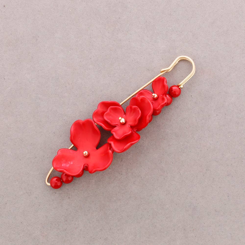 BROCHE ALFILER FLOR RESINA ROJA - AMARIS