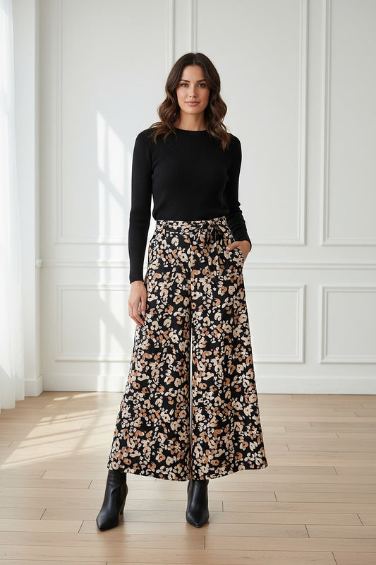 pantalón ninhur estampado fluido lylu treintaytantos showroom oviedo moda mujer elegante