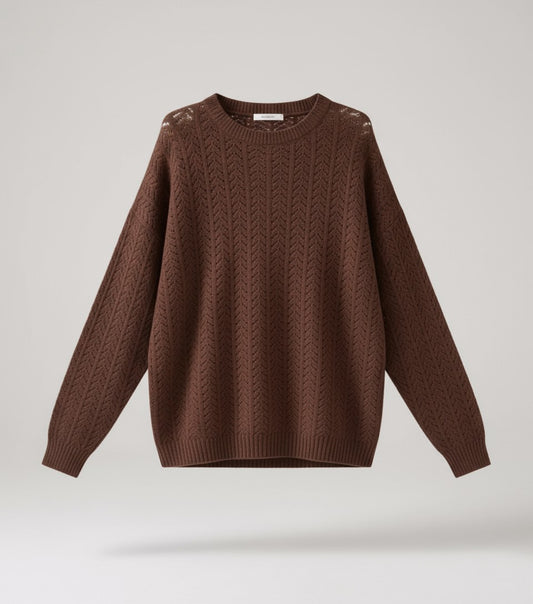 jersey calado punto marron treintaytantos mood moda oviedo
