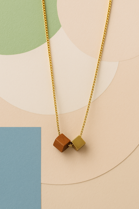 collar geometrico madera natural laton potipoti treintaytantos mood showroom joyeria contemporanea
