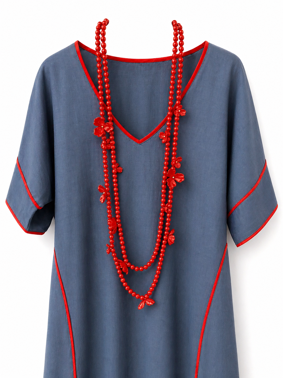 COLLAR LARGO DOBLE BOLAS RESINA FLORES - ARLEN