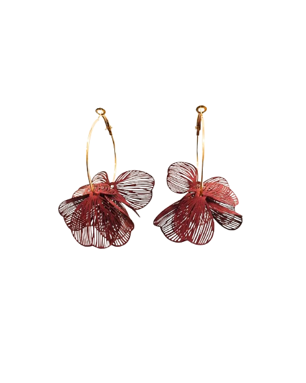 PENDIENTES ARO FLOR BURGUNDY