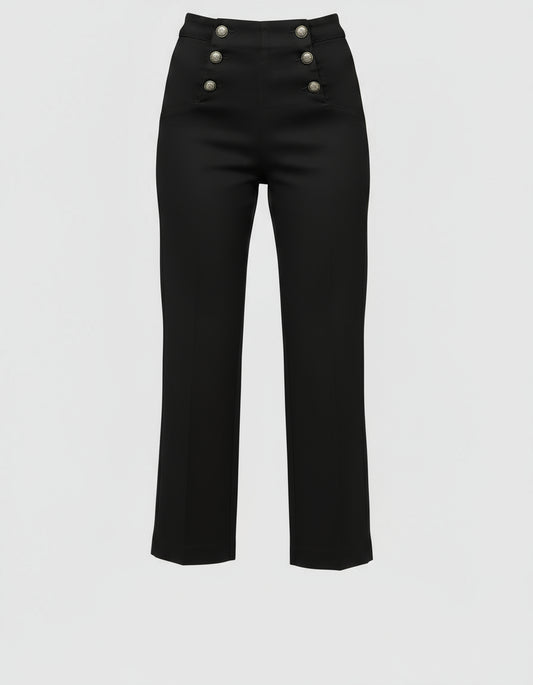 PANTALÓN NEGRO ANCHO TOBILLERO BOTONES MARINEROS