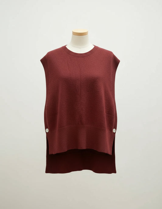 chaleco punto marsala cuello redondo treintaytantos mood moda otoño showroom oviedo
