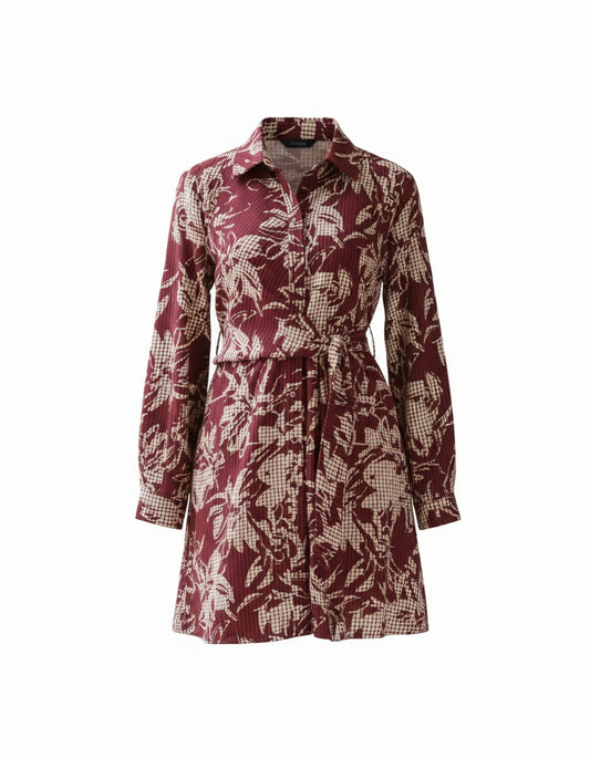 vestido camisero granate flores treintaytantos mood moda oviedo
