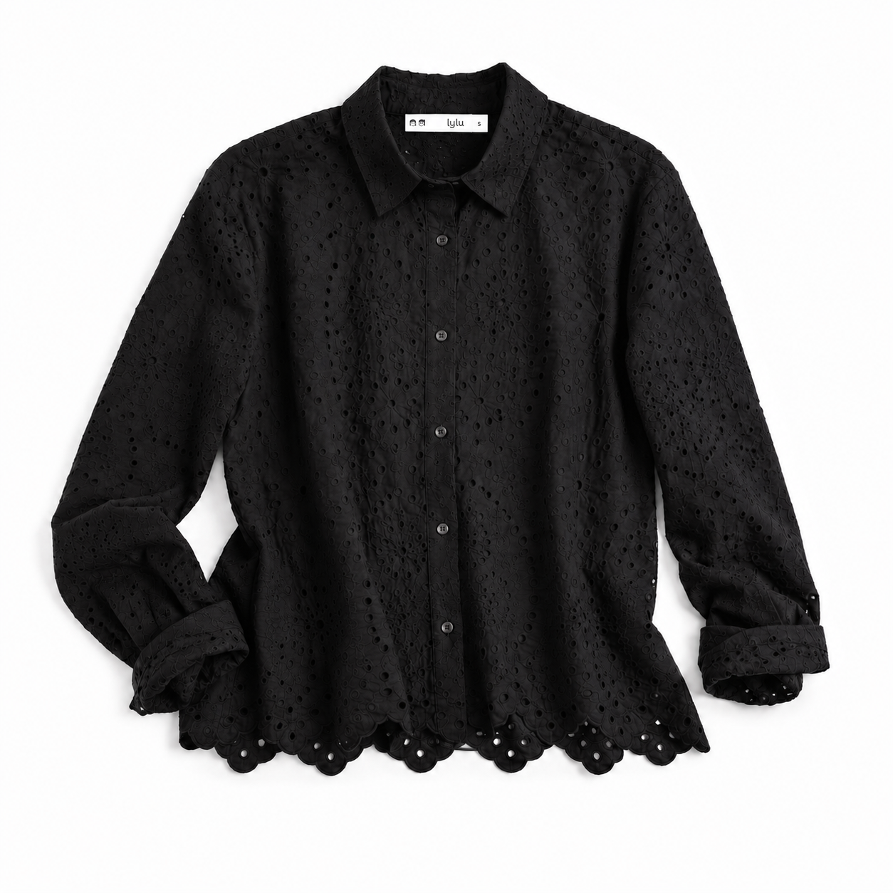 CAMISA BORDADO INGLÉS NEGRA DALA – LYLU