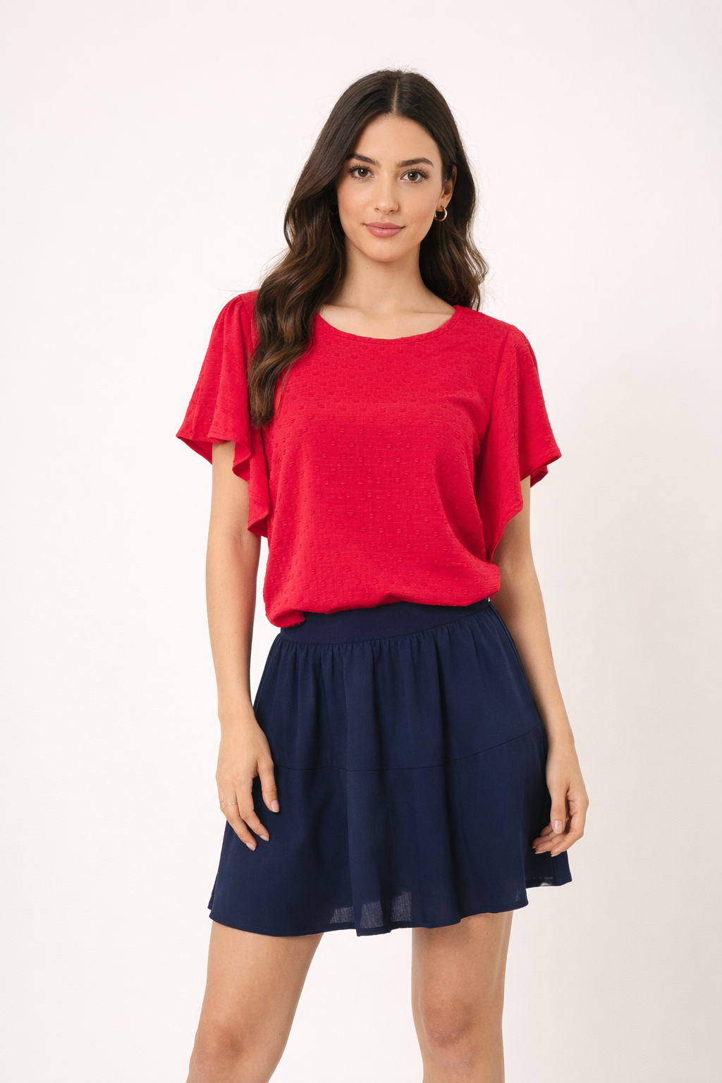 BLUSA MANGA CORTA CON VOLANTE DUNA - LYLU