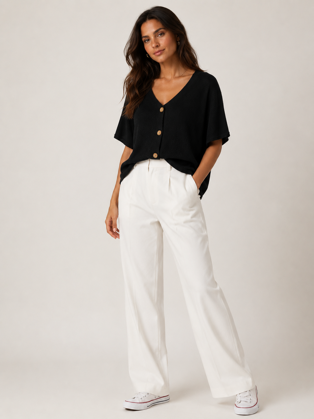 CHAQUETA PUNTO VERANO MUJER MANGA CORTA BOTONES - SYA
