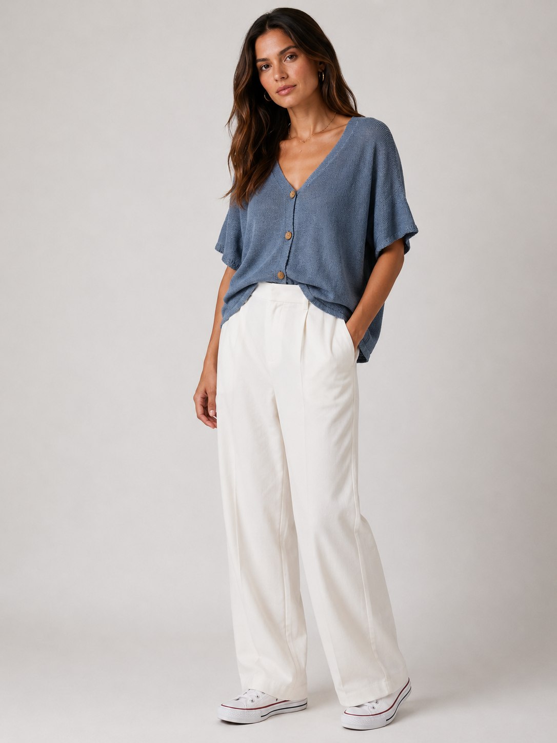 CHAQUETA PUNTO VERANO MUJER MANGA CORTA BOTONES - SYA