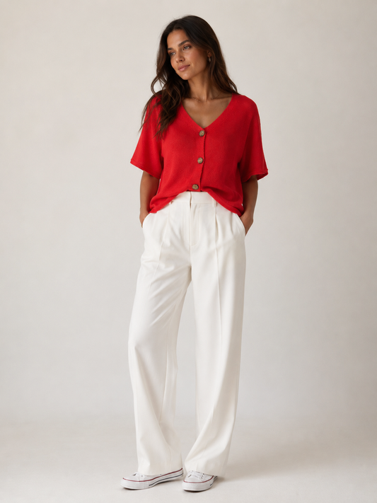 CHAQUETA PUNTO VERANO MUJER MANGA CORTA BOTONES - SYA