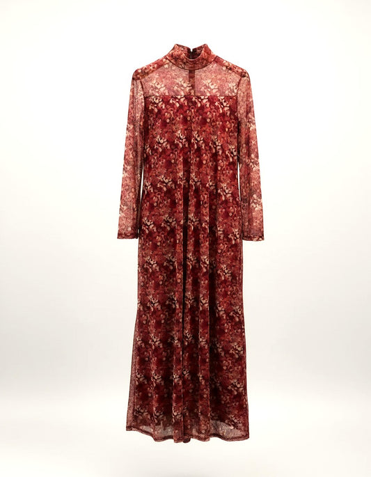vestido largo tul estampado floral treintaytantos mood moda elegante oviedo
