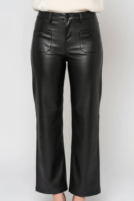pantalon efecto piel negro treintaytantos mood moda oviedo
