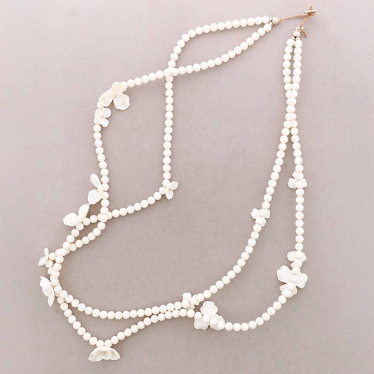 COLLAR LARGO DOBLE BOLAS RESINA FLORES - ARLEN