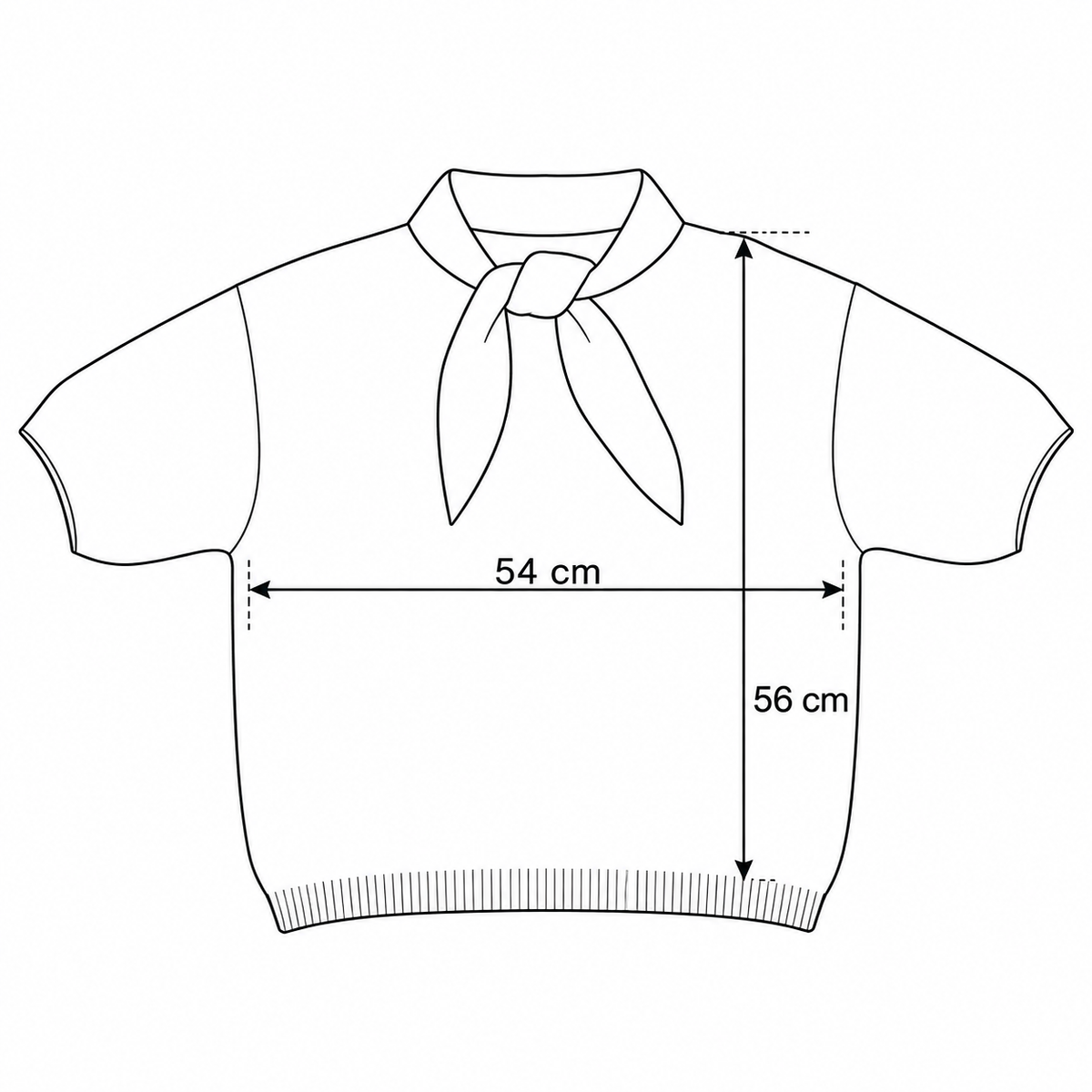 Guía de medidas del jersey Claudine talla única: 54 cm de ancho y 56 cm de largo
