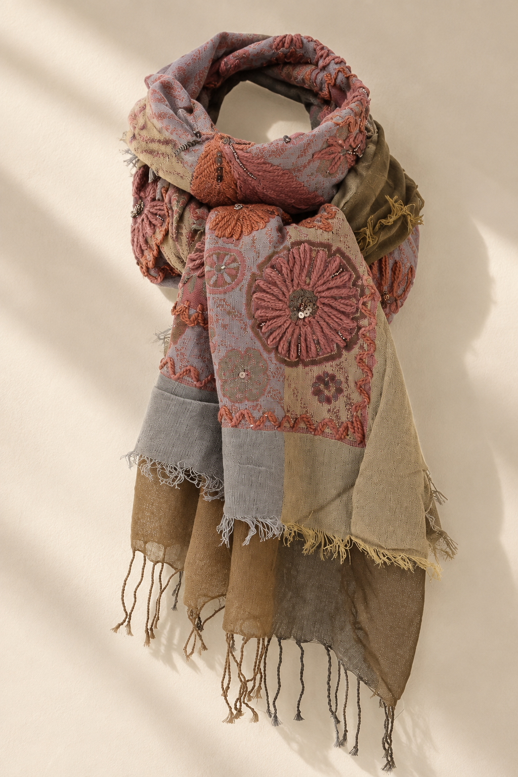 PAÑUELO DE ALGODÓN BORDADO ORO ROSÉ – MANESWAR