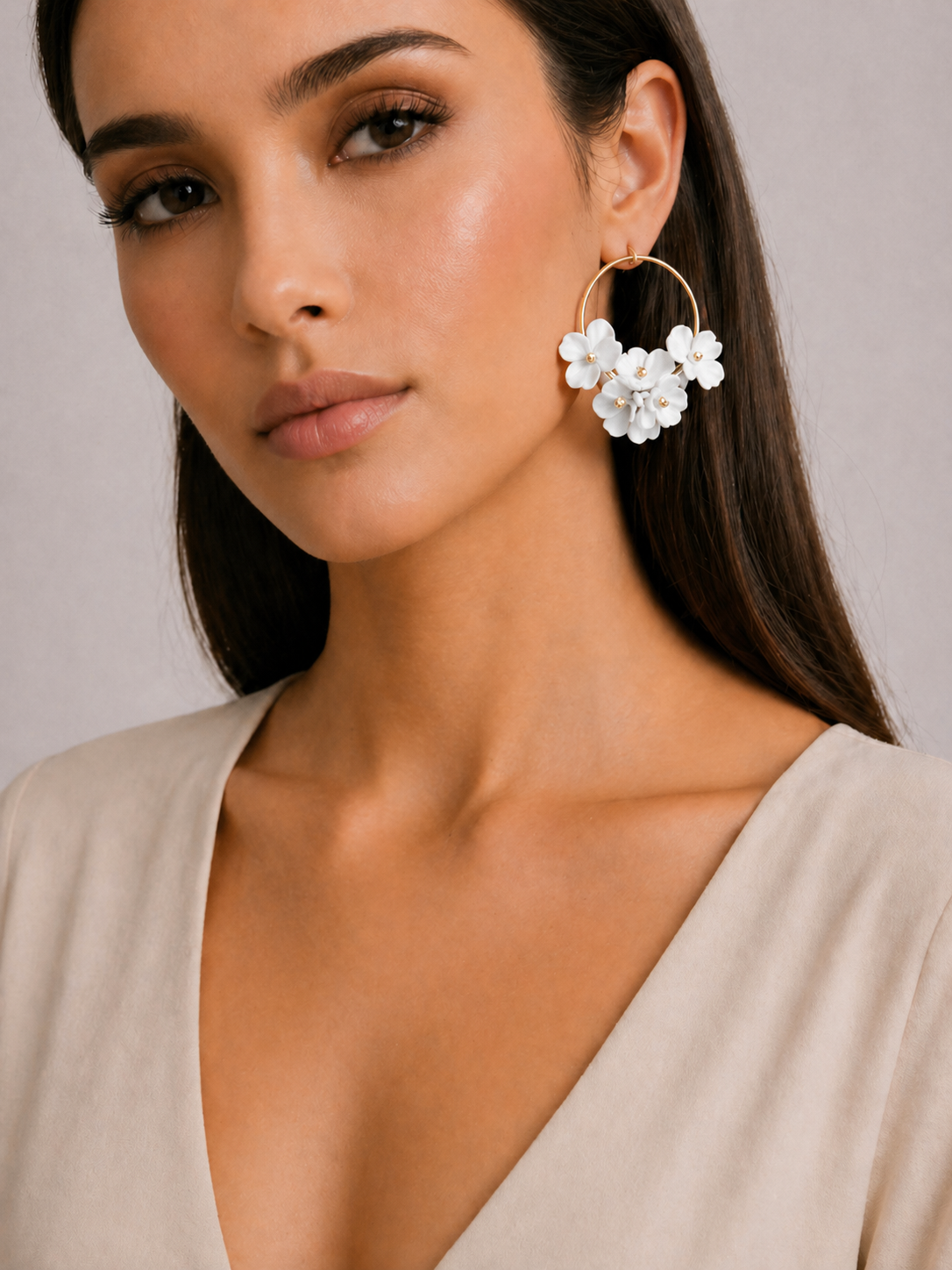 PENDIENTES ARO GRANDES FLOR RESINA - BLOOM