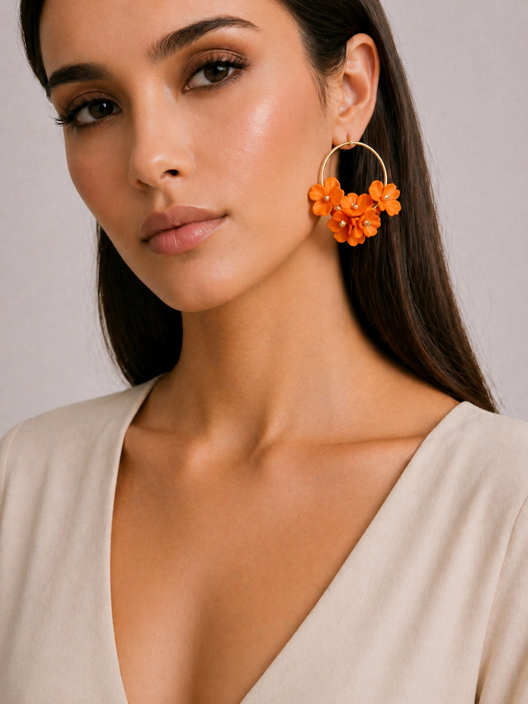 PENDIENTES ARO GRANDES FLOR RESINA - BLOOM