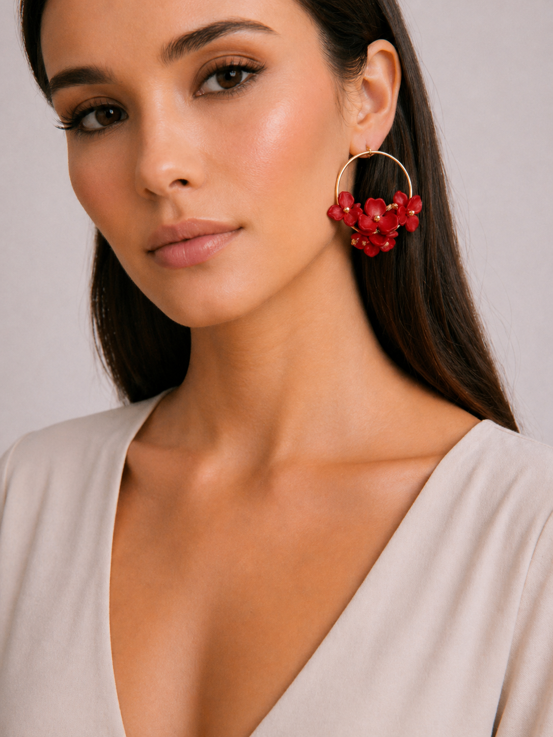 PENDIENTES ARO GRANDES FLOR RESINA - BLOOM