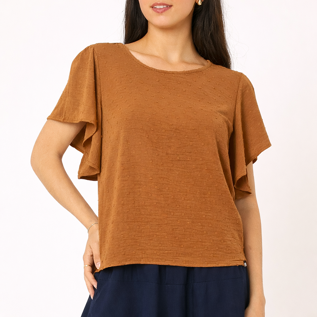 BLUSA MANGA CORTA CON VOLANTE DUNA - LYLU